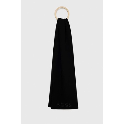 Boss Вълнен шал BOSS Lyaran в черно с изчистен дизайн (50478445)