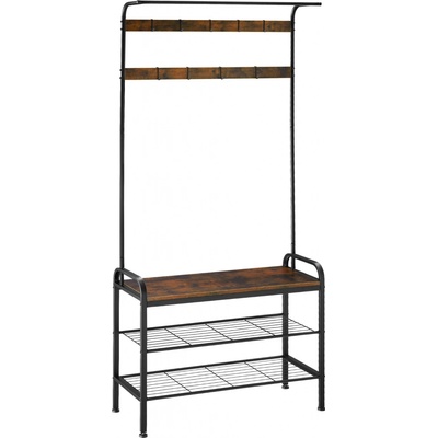 tectake 404533 s botníkom - 73,5x36x184cm, industriálne drevo tmavé, rustikálne