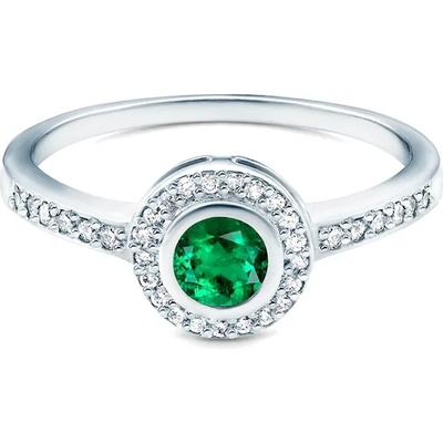 SAVICKI Годежен пръстен savicki: бяло злато, смарагд