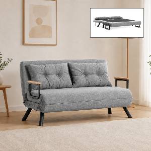 TopMebel Тапициран двоен диван-легло Sando TopMebel в светлосив цвят 133x78x78cm
