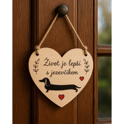 Dekorace z Řečice Dekorační srdce jezevčík 18cm