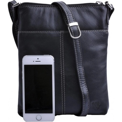 Arwel malá kožená crossbody kabelka 213-3013 černá