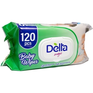 Delta Бебешки мокри кърпички Delta Magic - 120 броя, зелени (3800502666080) - baby