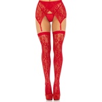 Leg Avenue Lace Thigh Highs & Garterbelt 1608 Red