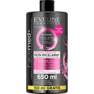 Eveline Cosmetics FaceMed+ почистваща и премахваща грима мицеларна вода с детокс ефект 650ml