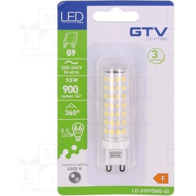 GTV Poland LD-G9P95W0-40 Žárovka LED bílá neutrální G9 230VAC 900lm 9,5W 360° 4000K