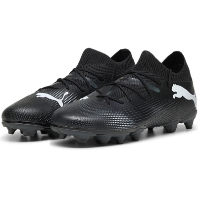 PUMA Юношески футболни бутонки Puma Future 7 Match Rush Junior Firm Ground Football Boots - Black/White