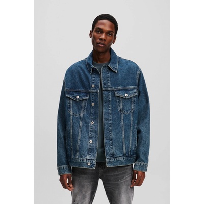 Karl Lagerfeld JEANS KLJ RELAXED LOGO DENIM JACKET VISUAL WASHED BLUE