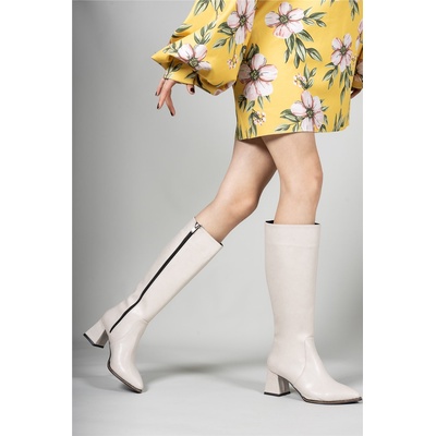 Riccon Дамски ботуши с ток 0012046 - Крем #326243 (326243_Бежов)