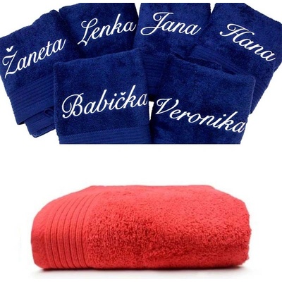 Zelenáčky ručník s výšivkou jména na přání bavlna 50 x 100 cm červená