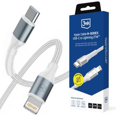 3mk Protection Кабел за данни 3mk Data Cable Hyper N-Series - Type-C към Lightning, 27W, 2m - Бял