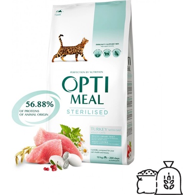 OptiMeal Superpremium pre mačky kastrované s morčacim mäsom 10 kg