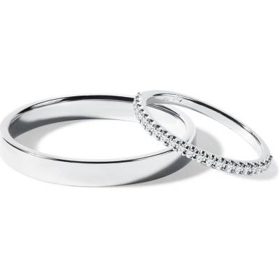 Klenota Set snubních prstenů z bílého zlata s diamanty s0767012