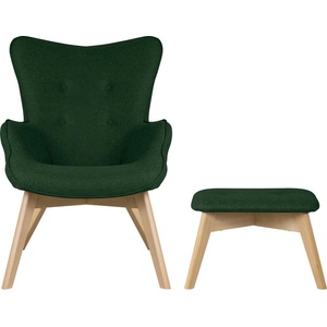 Ropez Тъмнозелен фотьойл с табуретка Niko - Ropez (Niko Fotel + Hocker Standard Malmo New 37)