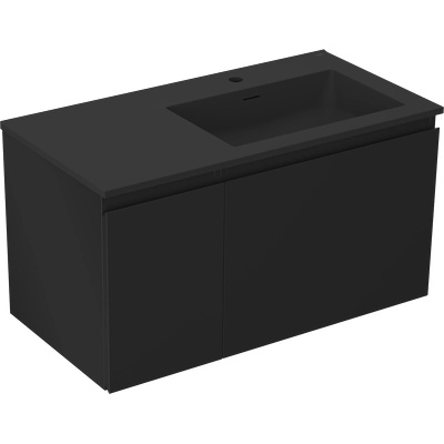 Orio баня шкаф 90 см с мивка Otis дясна, 1S, 1D, черен мат - 91A13-09047-3-BBFF71-W18P71 (91A13-09047-3-BBFF71-W18P71)