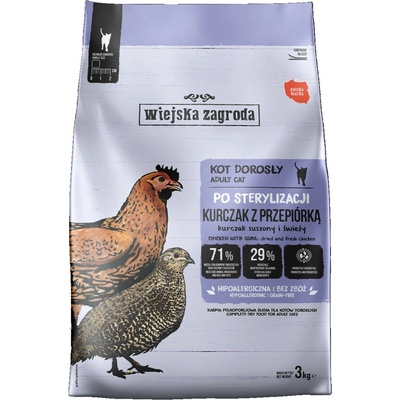 WIEJSKA ZAGRODA Sterilised Chicken with quail 3 kg