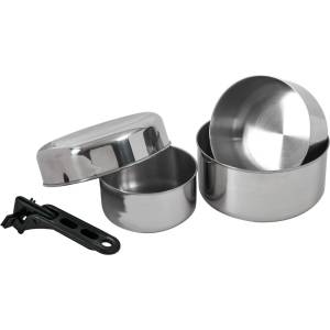 BasicNature Комплект съд Basic nature Biwak Stainless Steel 2 Pot set - Metallic - размер 0, 75 + 1, 1 + 1, 8 l (532-0367-0111)