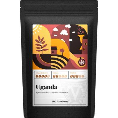 Kafčo čajda Uganda jednodruhová káva robusta mletá Překapávaná hrubá 1 kg