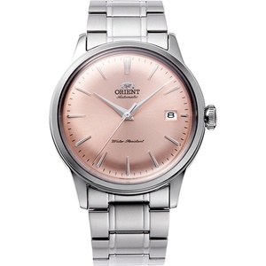 Orient RA-AC0M11Y Мъжки часовник - Класически, Автоматичен (ръчно навиване), Прасковен циферблат, Прозрачен гръб, Куполообразно стъкло Часовници