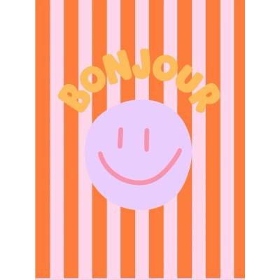 Plagát, Obraz - Bonjour Happy Face Stripes, Thea Candles, 30 × 40 cm