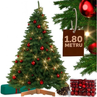 Deuba Umelý vianočný strom Premium 180 cm + banky + svetelná reťaz