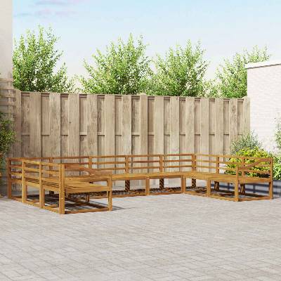 vidaXL Комплект дивани за открито 9 pcs Естествен (3368182)