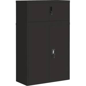  Шкаф за папки черен 90x40x145 см стомана