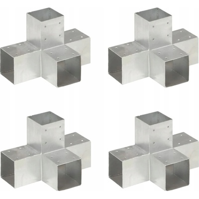 Greatstore Trámová spojka 4 ks ve tvaru X pozinkovaný kov 71 x 71 mm