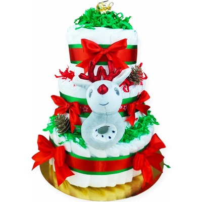 BabyDort třípatrový plenkový dort pro miminko VÁNOČNÍ – Zboží Mobilmania