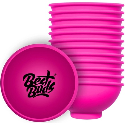 Best Buds Silikónová miska na miešanie ružová s čiernym logom 7 cm