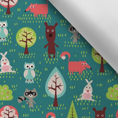 Látka s potlačou nepremokavý polyester TD/NS turquoise forest