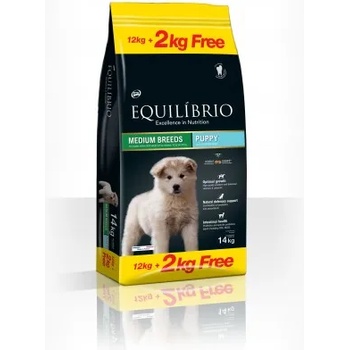 Equilibrio Puppy Medium Breeds - Пълноценна храна за подрастващи кученца от средни породи 12 + 2 кг