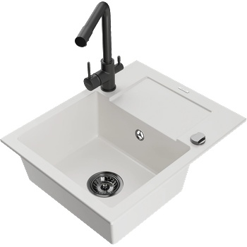 Mexen Enzo гранитна мивка с 1 отделение с отцедник и кухненски смесител Duero, бял - 6506-20-671600-70 (6506-20-671600-70)