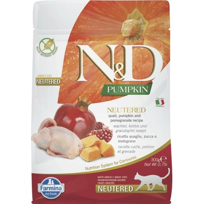 N&D Pumpkin Adult Cat Grain Free Neutered Quail & Pomegranate 0,3 kg