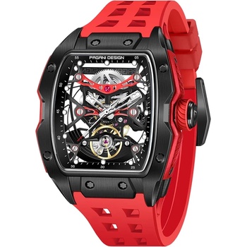 Pagani Design Мъжки часовник Pagani Design Rubefy, Автоматичен, Скелетон, Черен / Червен (PD-YS018-BLACK-RED)