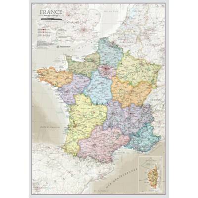 Maps International Francie - nástěnná mapa 42 x 60 cm Varianta: bez rámu v tubusu, Provedení: laminovaná mapa v lištách