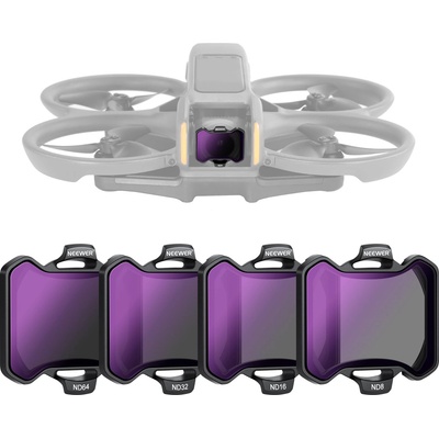 NEEWER Pack of 4 ND filter set, compatible with DJI Avata 2, neutral density filter ND8/ND16/ND32/ND64, drone lens accessories, double-sided coated HD glass. No interference with the lens cover - 10104776