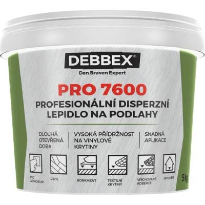 Debbex Profesionálne disperzné lepidlo na podlahy PRO 7600 - 1 kg svetlo béžová, vedro