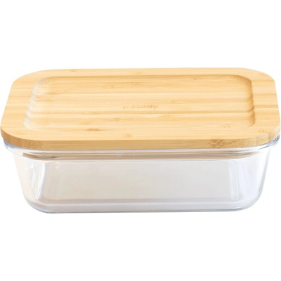 Pebbly Контейнер за съхранение на храна PKV-008 650 мл, стъкло / бамбук, Pebbly (PEBB3760132814117)