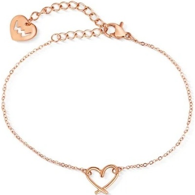 Vuch Minimalistický ocelový náramek srdce Emery Rose Gold
