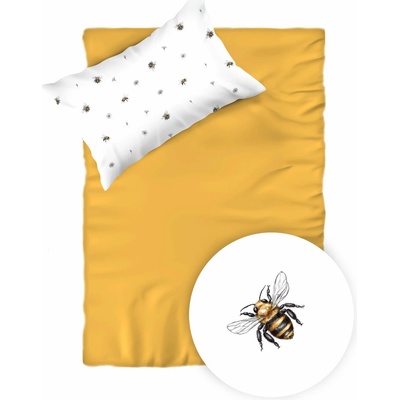 Darré Bavlněné povlečení do postýlky Včelky duo medově žluté Velikost: 95 x 130 + 45 x 65 70x90 – Zboží Mobilmania