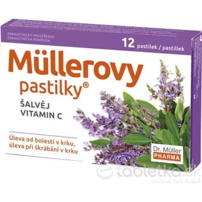 Müllerovy pastilky se šalvějí bez cukru 12 ks
