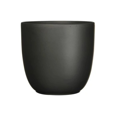 Mica КАШПА КЕРАМИЧНА КРЪГЛА tuska 16х17см ЧЕРНА МАТ (144276)