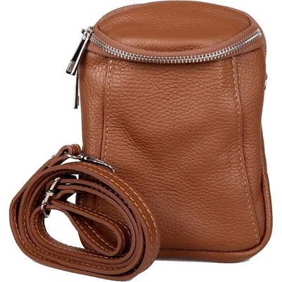 Vera Pelle Dvouoddílová malá kožená crossbody kabelka no. 72 hnědá