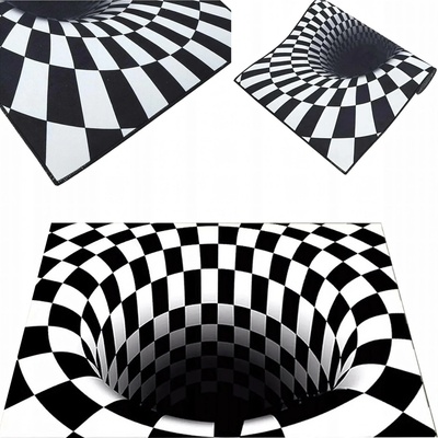 RealG RC-K-1173 Rohožka s 3D efektem černobílá iluze 60 x 40 cm