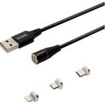 SAVIO Кабел за данни Savio 3 в 1, магнитен, Lightning/Type-C/Micro-USB, 1 метър, черен (CL-152) (CL-152)