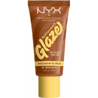 NYX Professional Makeup Buttermelt Glaze Soft Glow Skin Tint SPF30 rozjasňujúci make-up s uv ochranou 07 toffee butta 30 ml