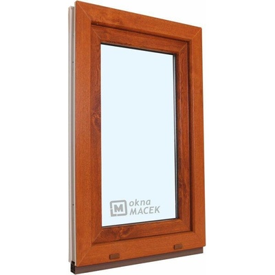 KÖMMERLING Plastové okno - 70 AD, 600x1500 mm, OS, zlatý dub pravé (OSp), čiré, zlatý dub/bílá