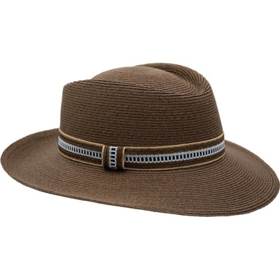 Mayser Sabine luxusní dámský nemačkavý hnědý klobouk Fedora s širší krempou UV faktor 80