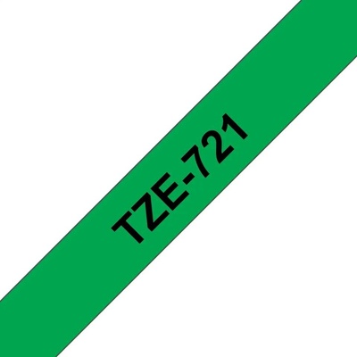 Brother TZE-721, černý tisk zelený podklad 8 m x 9 mm